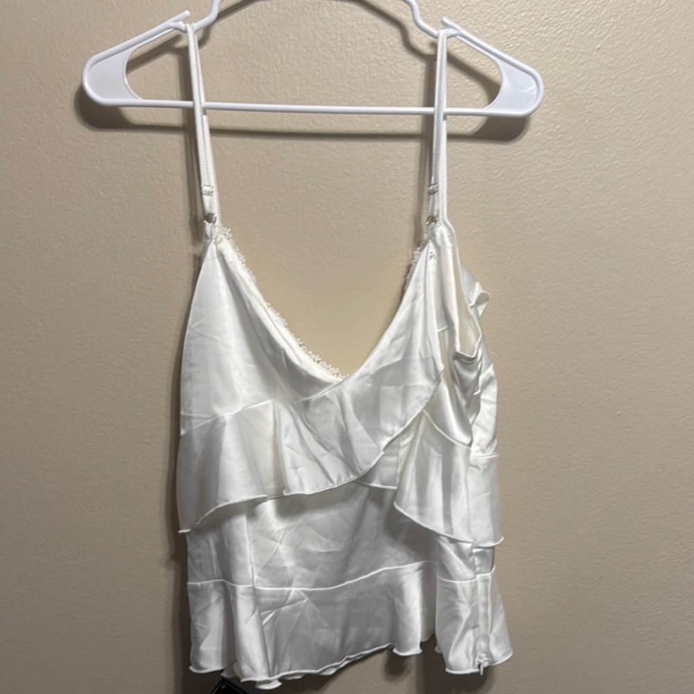 Elegant White Ruffled Women's Top